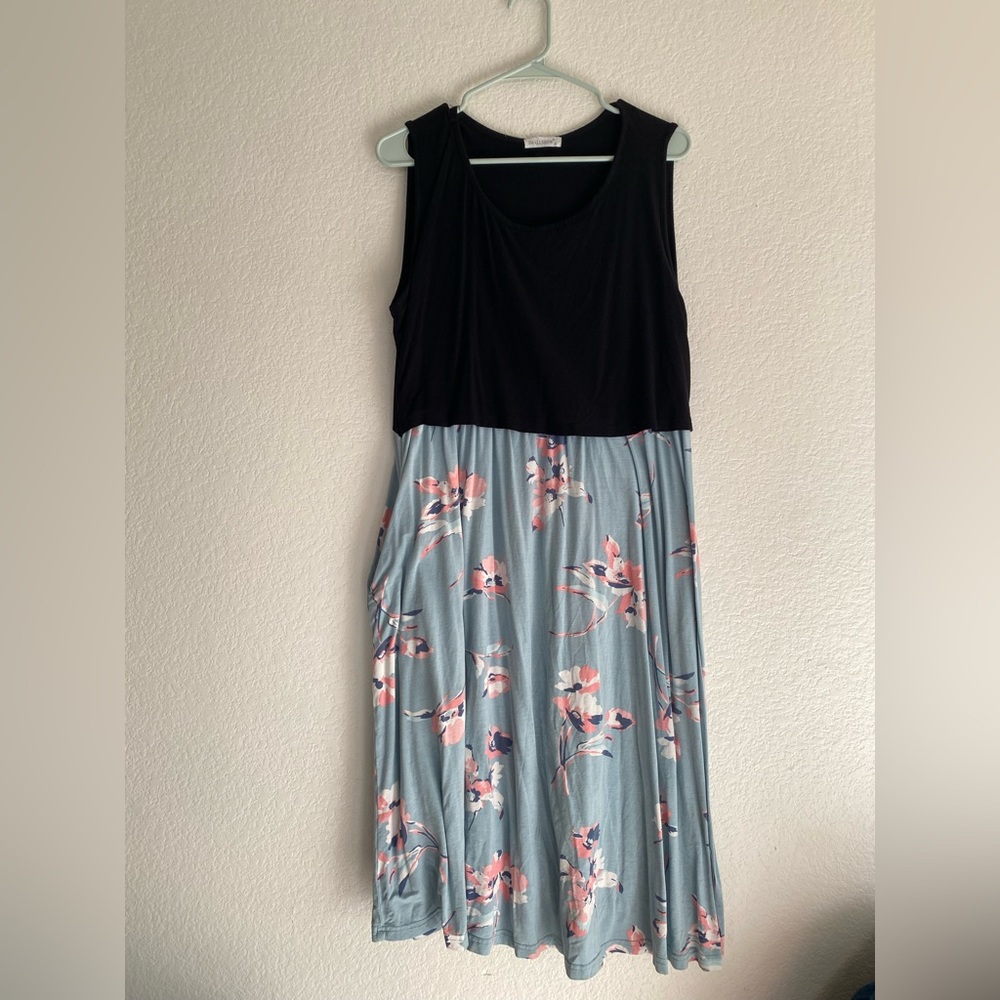 Blue Floral Nursing Dress